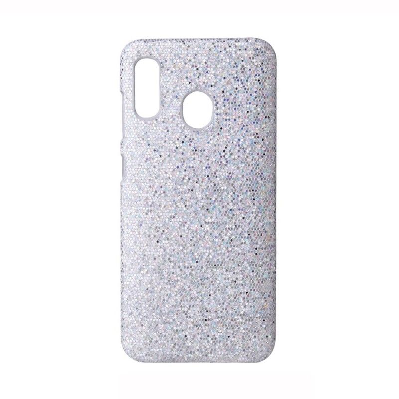 Hoesje Samsung Galaxy A40 Zilver Magenta Pailletten