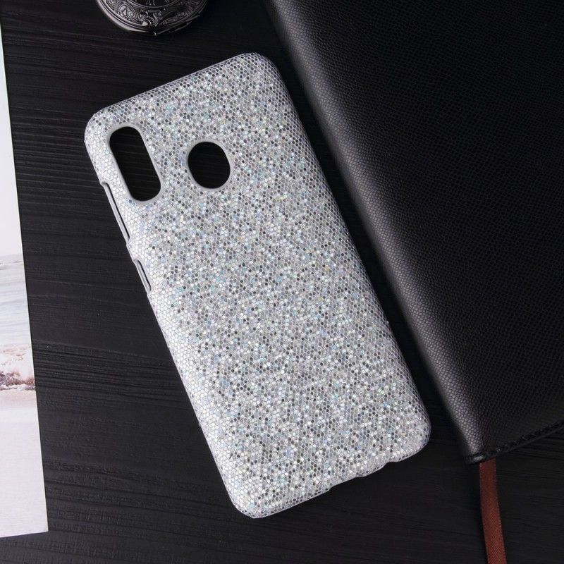 Hoesje Samsung Galaxy A40 Zilver Magenta Pailletten