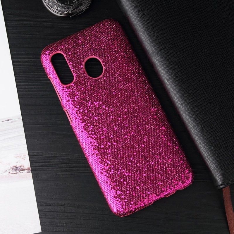 Hoesje Samsung Galaxy A40 Zilver Magenta Pailletten