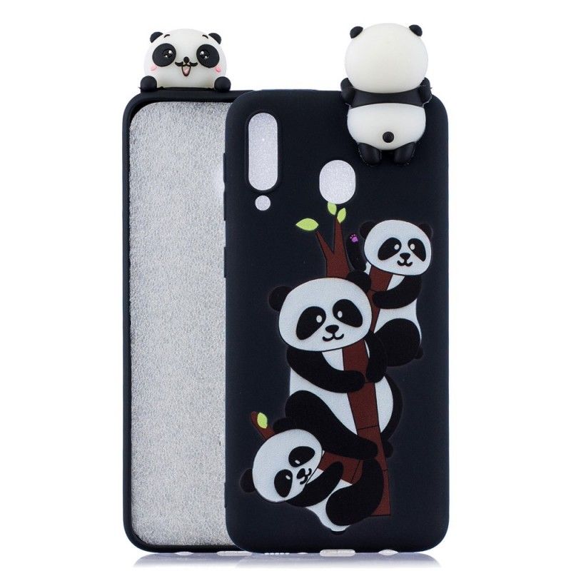 Hoesje voor Samsung Galaxy A40 3D Panda'S Op Bamboe
