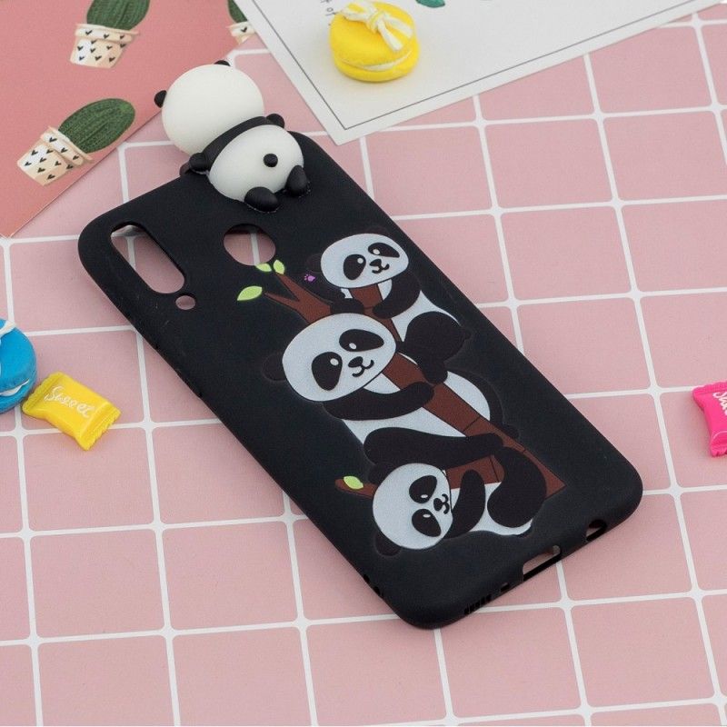 Hoesje voor Samsung Galaxy A40 3D Panda'S Op Bamboe