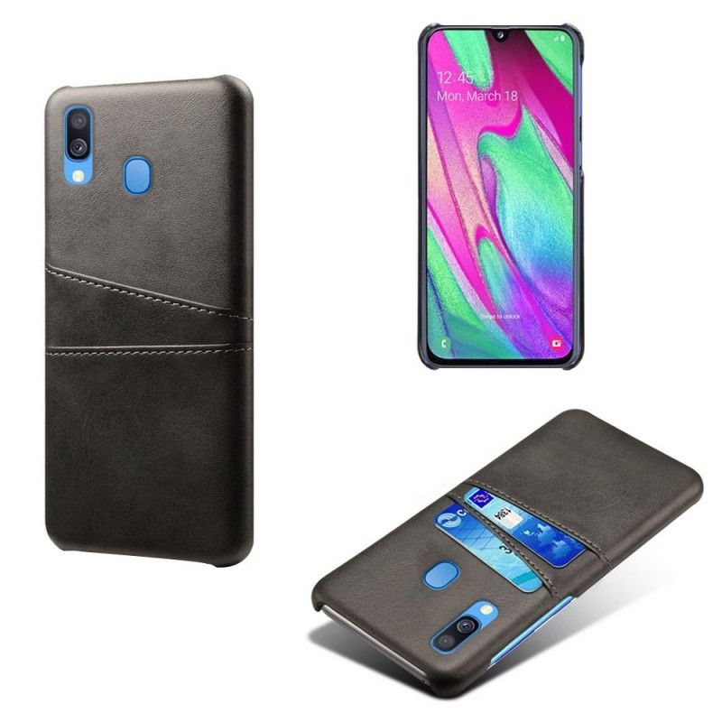 Hoesje voor Samsung Galaxy A40 Grijs Zwart Kaarthouder