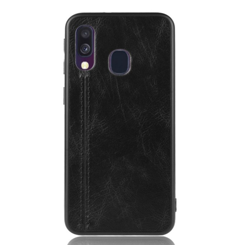 Hoesje voor Samsung Galaxy A40 Rood Zwart Gestikt Leereffect