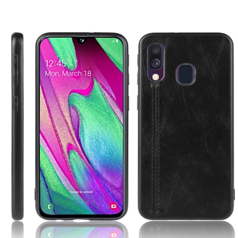 Hoesje voor Samsung Galaxy A40 Rood Zwart Gestikt Leereffect