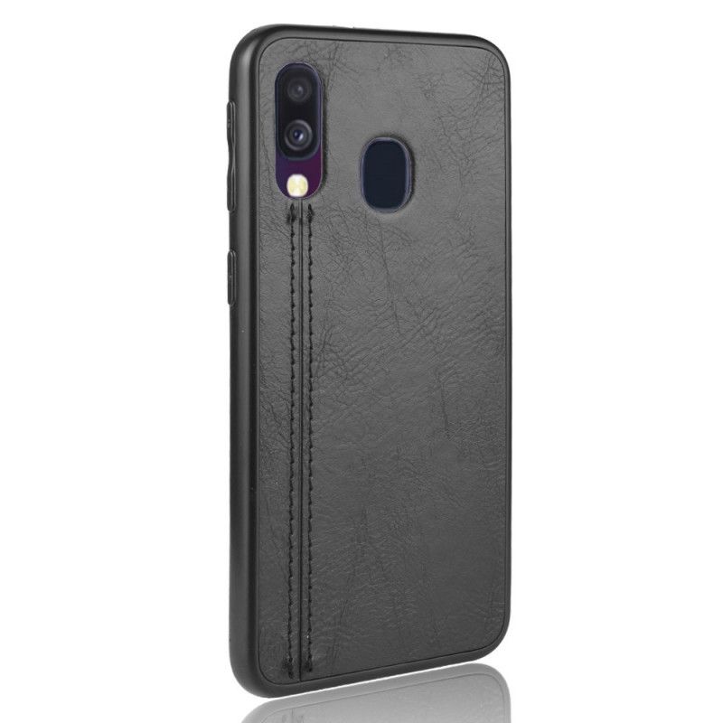 Hoesje voor Samsung Galaxy A40 Rood Zwart Gestikt Leereffect