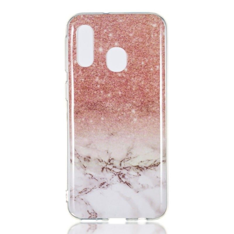 Hoesje voor Samsung Galaxy A40 Wit Marmeren Glitter