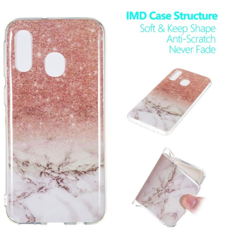 Hoesje voor Samsung Galaxy A40 Wit Marmeren Glitter