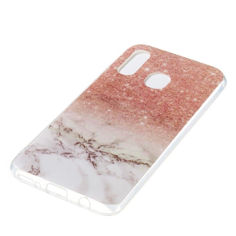 Hoesje voor Samsung Galaxy A40 Wit Marmeren Glitter