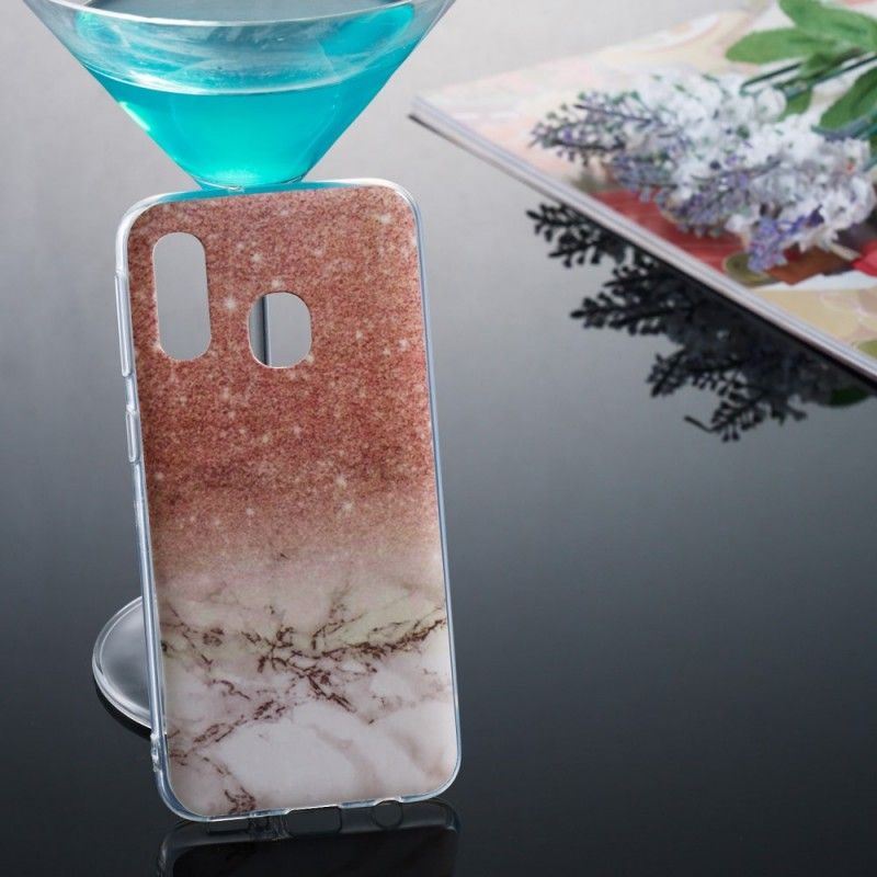 Hoesje voor Samsung Galaxy A40 Wit Marmeren Glitter