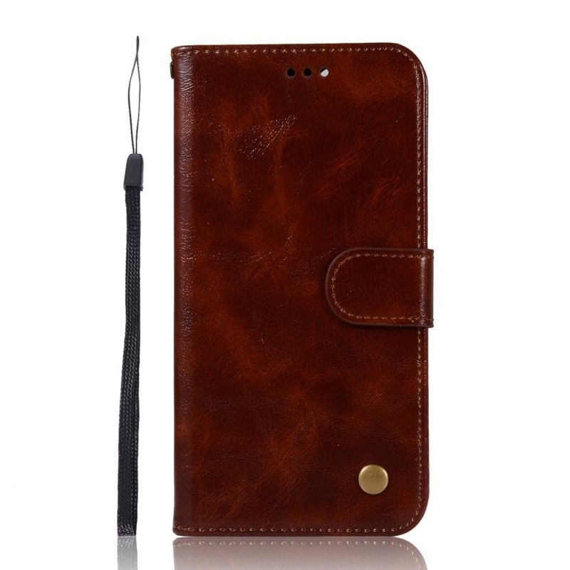 Leren Hoesje Samsung Galaxy A40 Bruin Zwart Telefoonhoesje Vintage Leereffect Met Riem