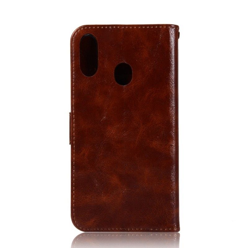 Leren Hoesje Samsung Galaxy A40 Bruin Zwart Telefoonhoesje Vintage Leereffect Met Riem