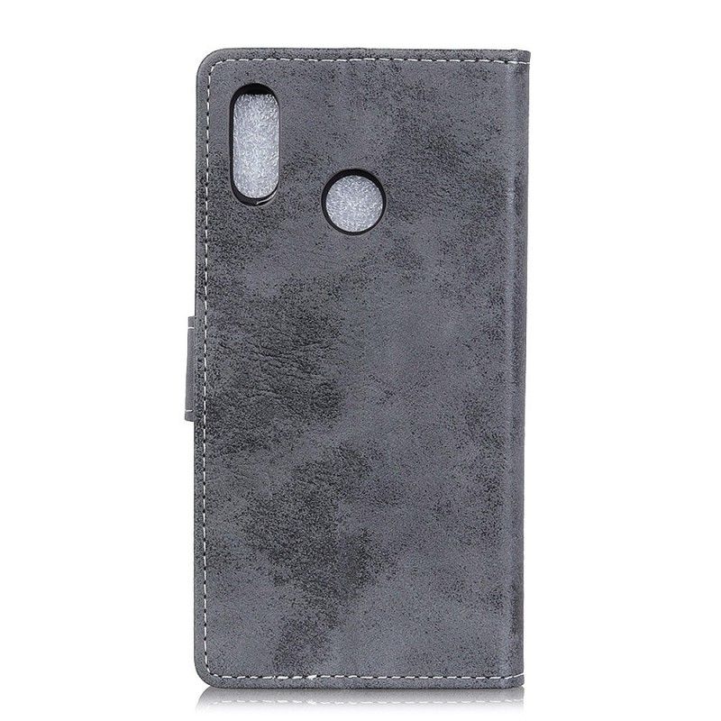 Leren Hoesje Samsung Galaxy A40 Magenta Grijs Vintage Leereffect