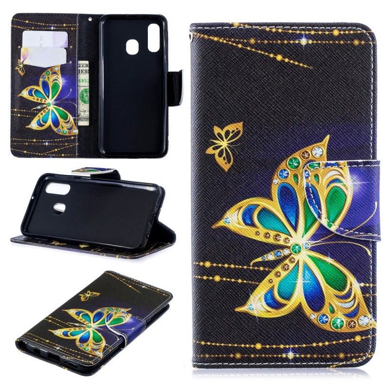 Leren Hoesje Samsung Galaxy A40 Magische Vlinder