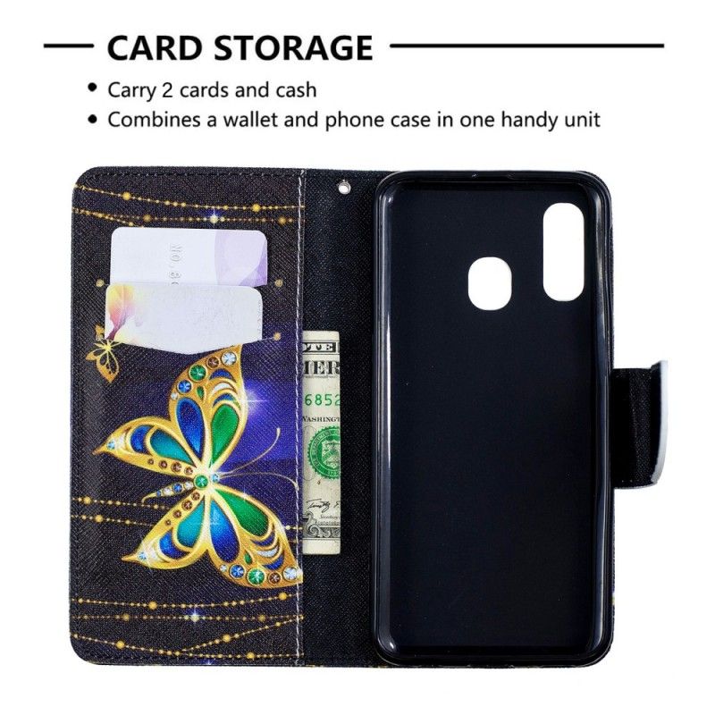 Leren Hoesje Samsung Galaxy A40 Magische Vlinder