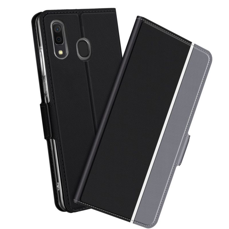 Leren Hoesje Samsung Galaxy A40 Roze Zwart Tweekleurige Baiyu-Serie