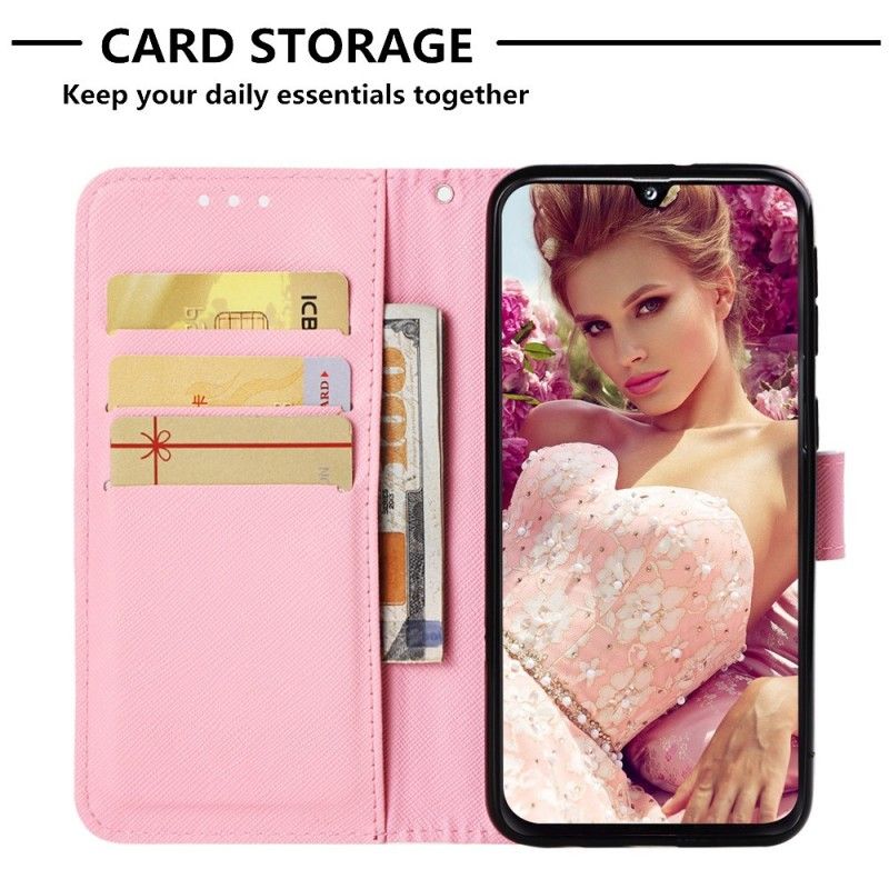 Leren Hoesje Samsung Galaxy A40 Telefoonhoesje Aquarel Klaproos