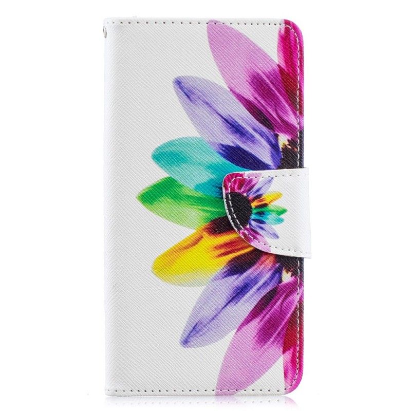 Leren Hoesje Samsung Galaxy A40 Telefoonhoesje Aquarelbloem