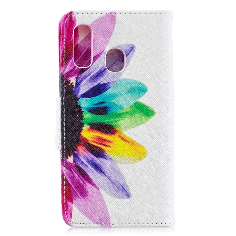 Leren Hoesje Samsung Galaxy A40 Telefoonhoesje Aquarelbloem