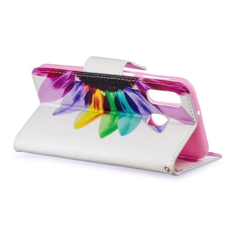 Leren Hoesje Samsung Galaxy A40 Telefoonhoesje Aquarelbloem