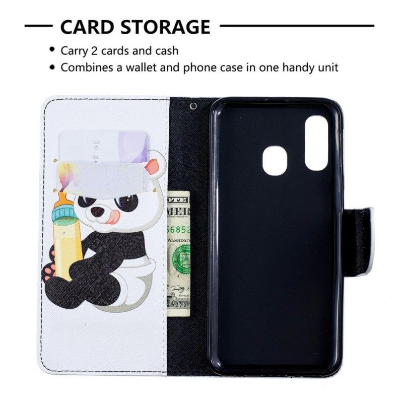 Leren Hoesje Samsung Galaxy A40 Telefoonhoesje Babypanda