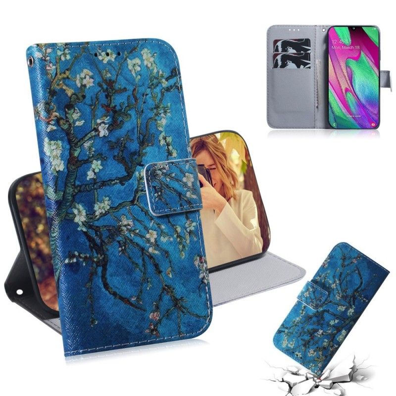 Leren Hoesje Samsung Galaxy A40 Telefoonhoesje Bloeiende Boomtak