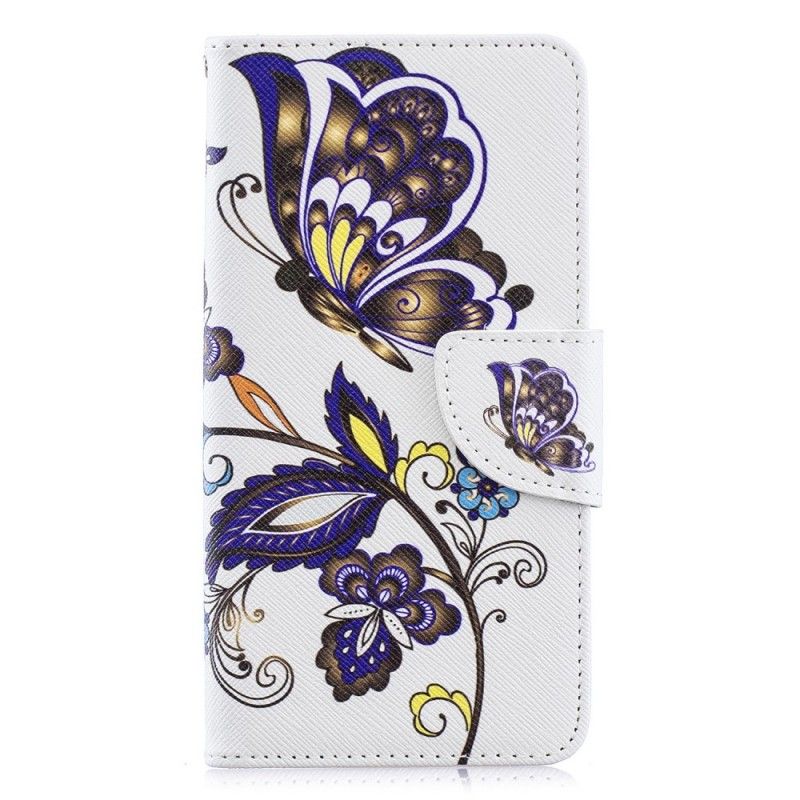 Leren Hoesje Samsung Galaxy A40 Telefoonhoesje Vlindertattoo