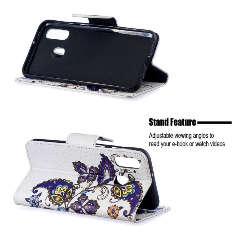 Leren Hoesje Samsung Galaxy A40 Telefoonhoesje Vlindertattoo