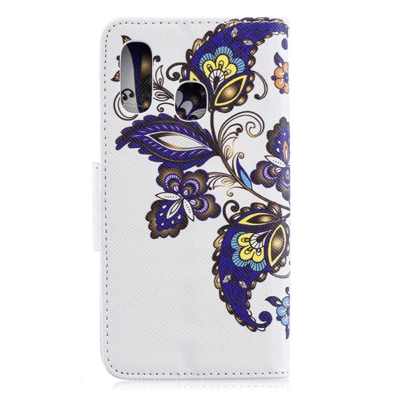 Leren Hoesje Samsung Galaxy A40 Telefoonhoesje Vlindertattoo