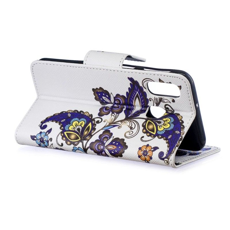 Leren Hoesje Samsung Galaxy A40 Telefoonhoesje Vlindertattoo