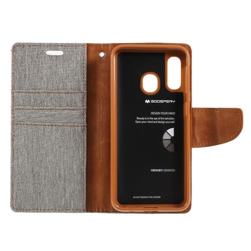 Leren Hoesje voor Samsung Galaxy A40 Grijs Zwart Tweekleurig Kwikweefsel