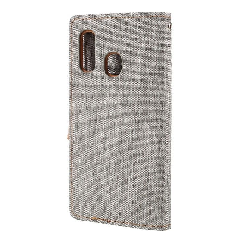 Leren Hoesje voor Samsung Galaxy A40 Grijs Zwart Tweekleurig Kwikweefsel