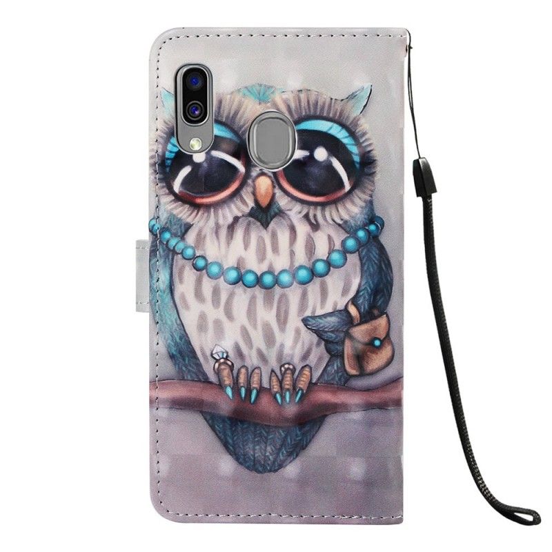 Leren Hoesje voor Samsung Galaxy A40 Juffrouw Uil
