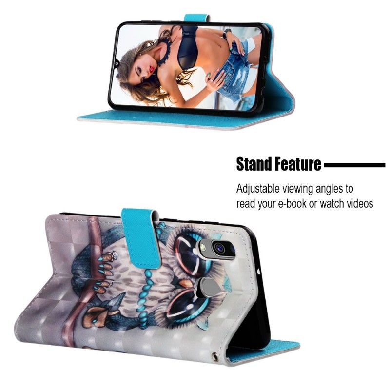 Leren Hoesje voor Samsung Galaxy A40 Juffrouw Uil