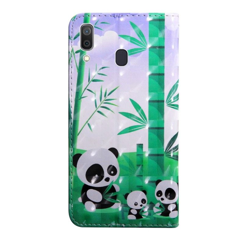 Leren Hoesje voor Samsung Galaxy A40 Pandafamilie