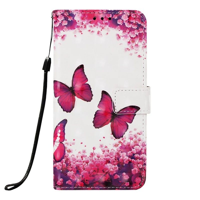 Leren Hoesje voor Samsung Galaxy A40 Rode Vlinders
