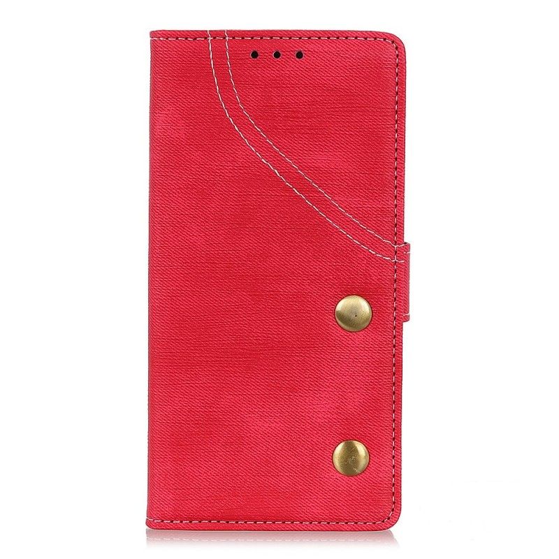 Leren Hoesje voor Samsung Galaxy A40 Rood Jeans Met Knopen