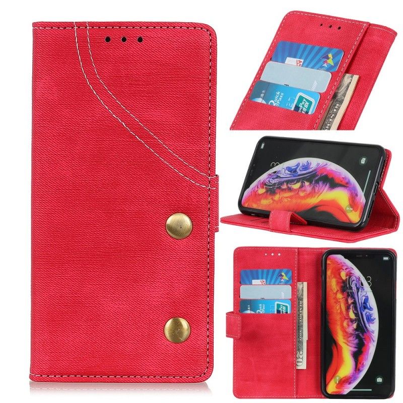 Leren Hoesje voor Samsung Galaxy A40 Rood Jeans Met Knopen