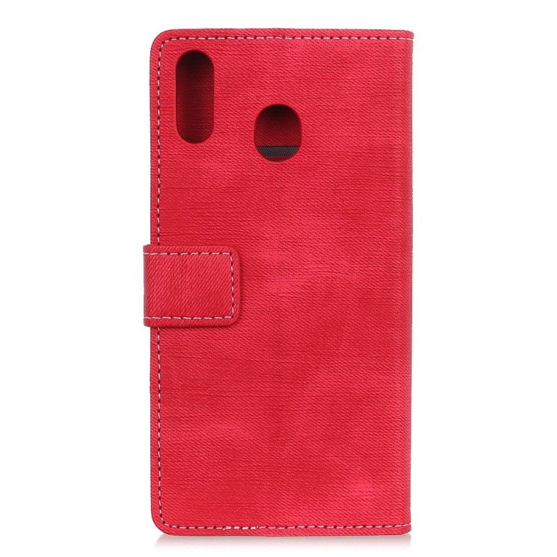 Leren Hoesje voor Samsung Galaxy A40 Rood Jeans Met Knopen