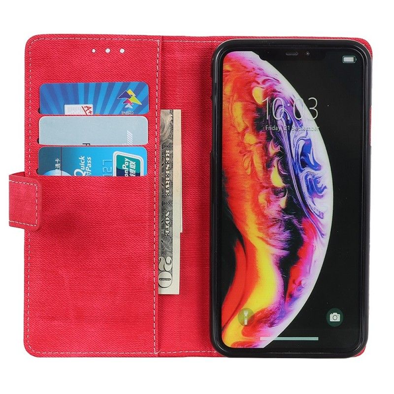Leren Hoesje voor Samsung Galaxy A40 Rood Jeans Met Knopen