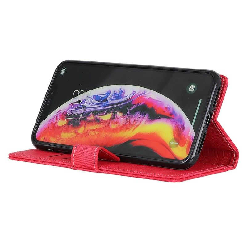 Leren Hoesje voor Samsung Galaxy A40 Rood Jeans Met Knopen