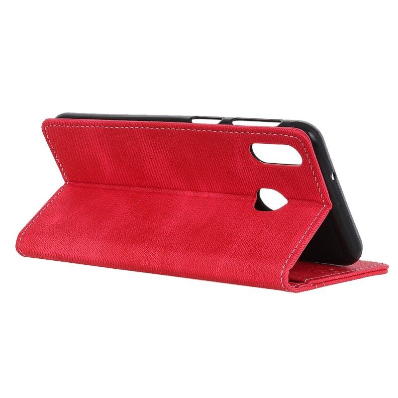 Leren Hoesje voor Samsung Galaxy A40 Rood Jeans Met Knopen