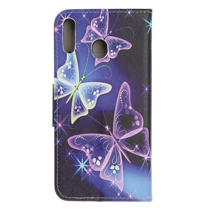Leren Hoesje voor Samsung Galaxy A40 Vlinders En Bloemen