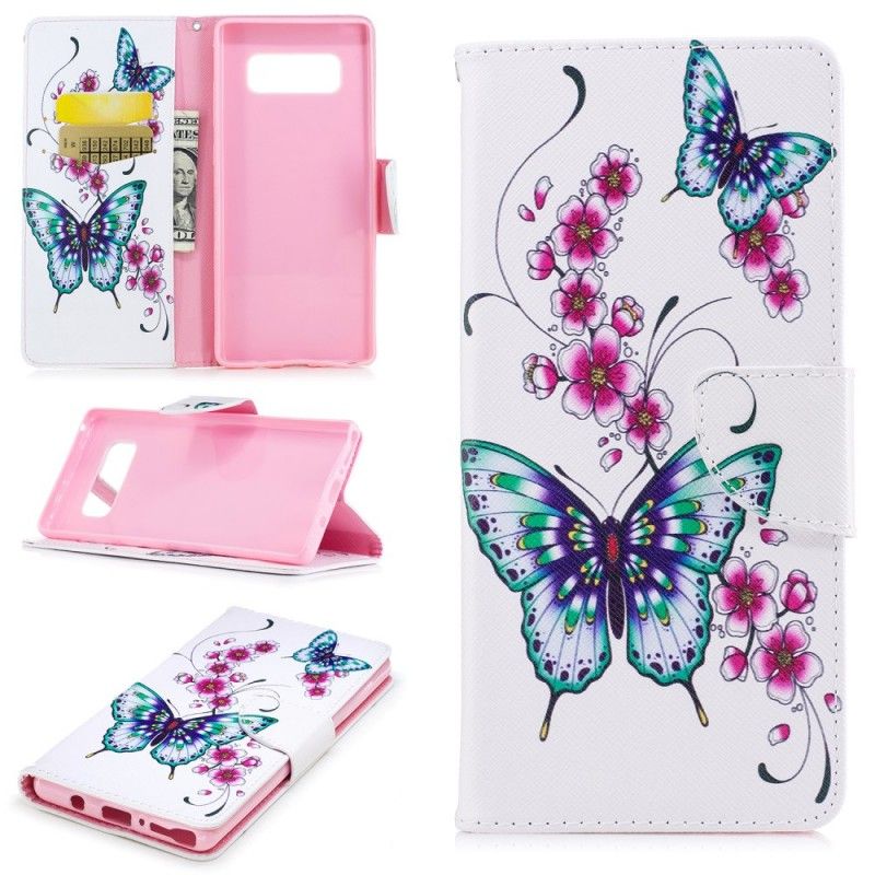 Flip Case Leren Samsung Galaxy Note 8 Prachtige Vlinders