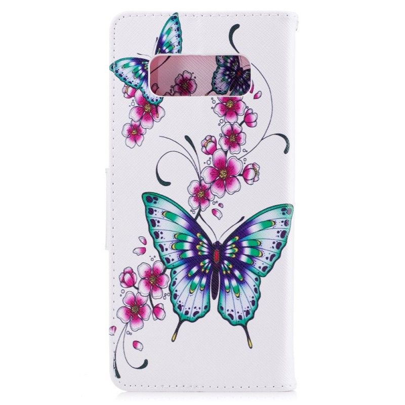 Flip Case Leren Samsung Galaxy Note 8 Prachtige Vlinders