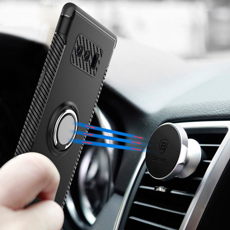 Hoesje Samsung Galaxy Note 8 Donkerblauw Zwart Hybride Uitvoering Met Ring