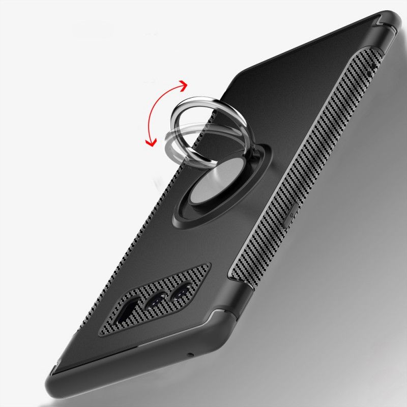 Hoesje Samsung Galaxy Note 8 Donkerblauw Zwart Hybride Uitvoering Met Ring