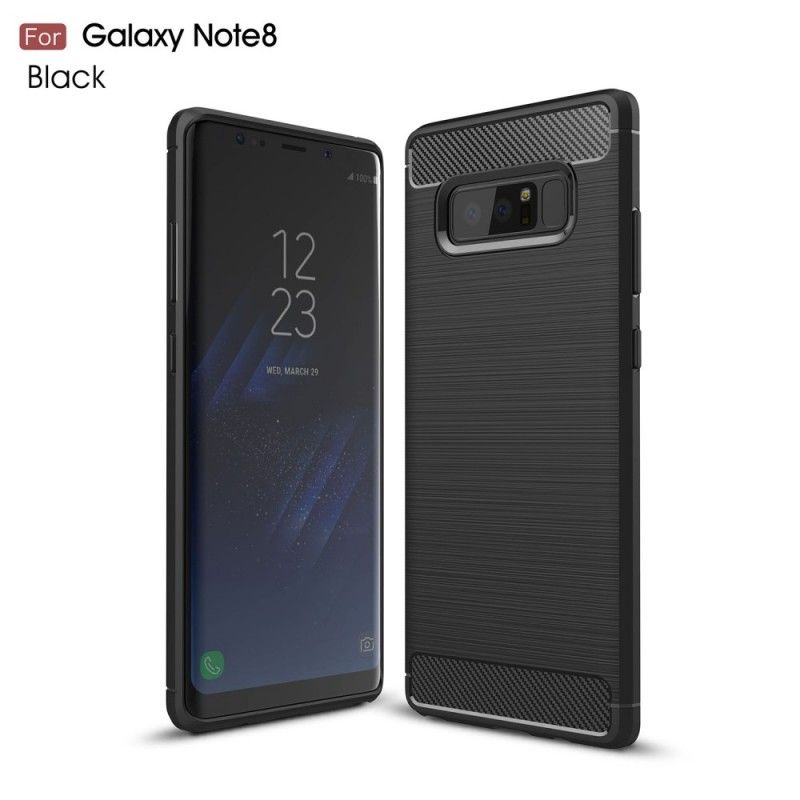 Hoesje Samsung Galaxy Note 8 Grijs Zwart Geborsteld Koolstofvezel