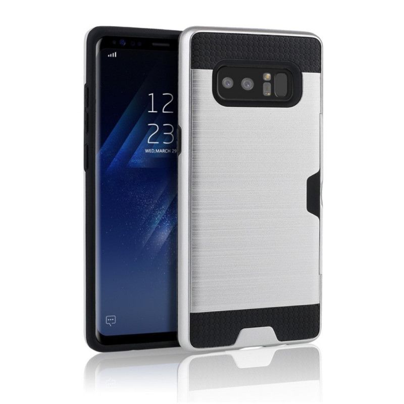 Hoesje Samsung Galaxy Note 8 Zilver Geborstelde Kaarthouder