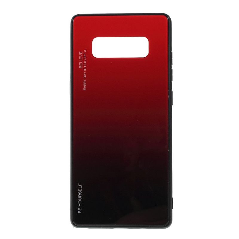 Hoesje voor Samsung Galaxy Note 8 Donkerblauw Rood Wees Jezelf Gehard Glas