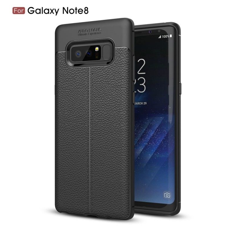 Hoesje voor Samsung Galaxy Note 8 Rood Zwart Dubbellijns Lychee Leereffect